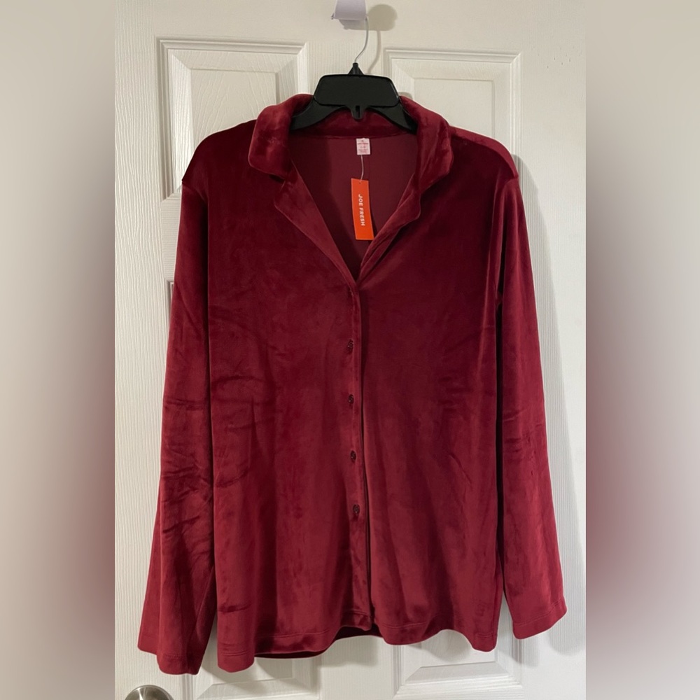 🌸 NEW Joe Fresh Burgundy Velour Pajama Set/Loungewear Set Size Large - Picture 2 of 6
